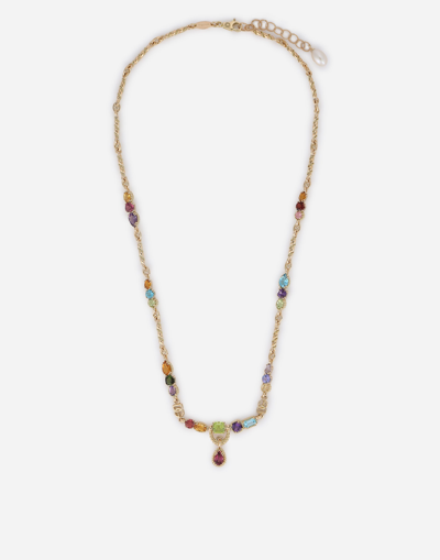 Dolce & Gabbana 18kt Yellow Gold Necklace With Multicolored Fine Gemstones