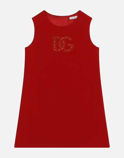 Dolce & Gabbana Kids' Sleeveless Cady Dress With Dg Patch