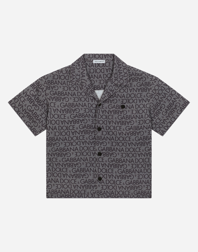 Dolce & Gabbana Kids' Viscose Bowling Shirt With The All-over Logo Print