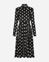 DOLCE & GABBANA CHARMEUSE CALF-LENGTH DRESS WITH ALL-OVER DG PRINT