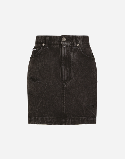Dolce & Gabbana Washed Denim Miniskirt In Combined Colour