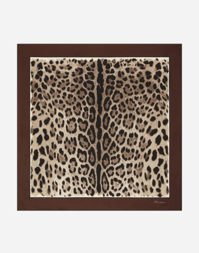Dolce & Gabbana Leopard-print Twill Scarf (90x90) In Leo_bordo_marrone