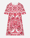 DOLCE & GABBANA MAJOLICA-PRINT CHARMEUSE MIDI DRESS