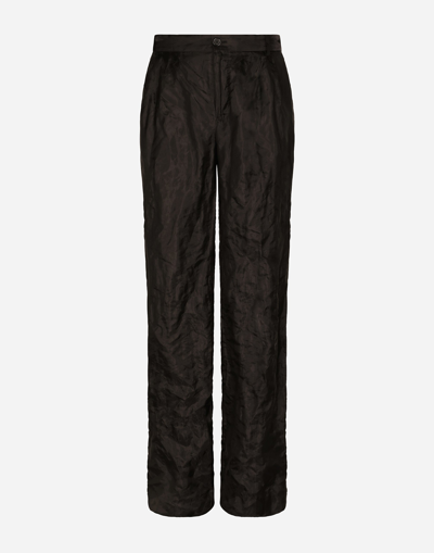 Dolce & Gabbana Tailored Straight-leg Trousers In Metallic Technical Fabric And Silk