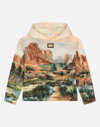 DOLCE & GABBANA HOODIE WITH CANYON PRINT AND LOGO TAG