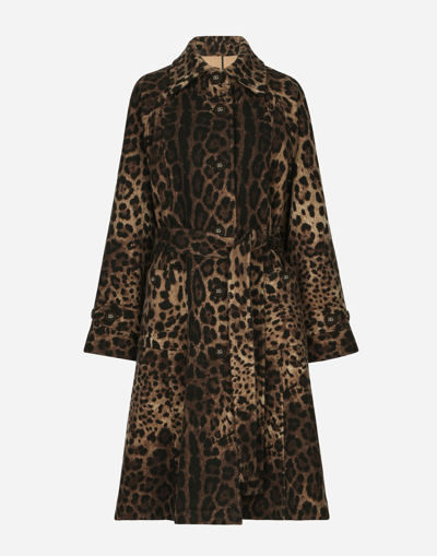 Dolce & Gabbana Belted Leopard-print Wool Coat