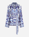 Dolce & Gabbana Pottery Printed Twill Pajamas Shirt In Multicolor