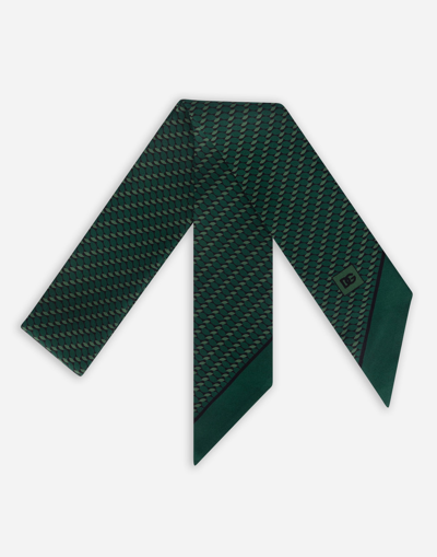 Dolce & Gabbana Silk Scarf With Polka-dot Print In Black