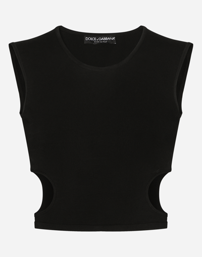 Dolce & Gabbana Viscose Top With Cut-out Sides In Black