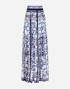 DOLCE & GABBANA LONG MAJOLICA-PRINT CHIFFON SKIRT