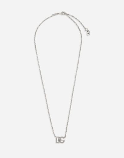 Dolce & Gabbana Chain Necklace With Dg Logo In Metallic
