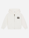 DOLCE & GABBANA ZIP-UP JERSEY HOODIE WITH DG LOGO PATCH