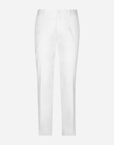 Dolce & Gabbana Cotton Gabardine Pants In Optical_white