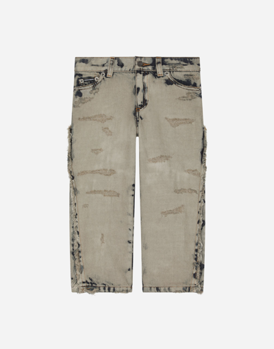 Dolce & Gabbana Overdyed Washed Denim Jeans In Grey