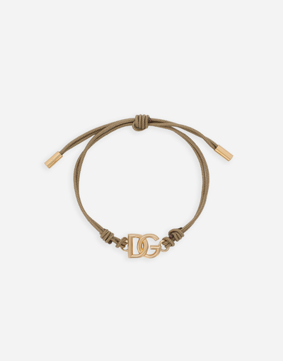 Dolce & Gabbana Bracelet With Cord And Dg Logo In Green