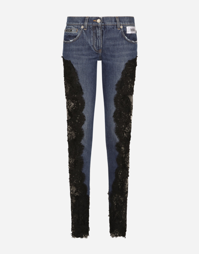 Dolce & Gabbana Denim Jeans With Lace Inlay