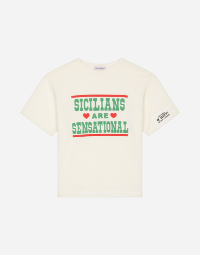 Dolce & Gabbana Jersey T-shirt With Sicilians Are Sensational Print