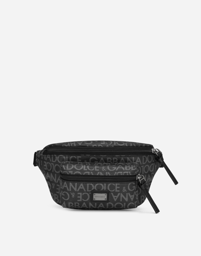 Dolce & Gabbana Coated Jacquard Belt Bag In Brown