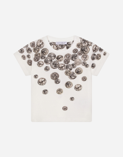 Dolce & Gabbana Babies' Ombré Coin-print Jersey T-shirt In White