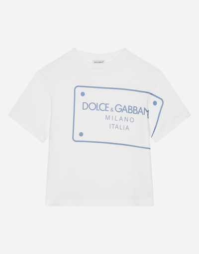 Dolce & Gabbana Kids' Logo Print T-shirt In Opticalwht