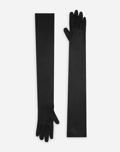 Dolce & Gabbana Long Gloves In Stretch Satin In Black