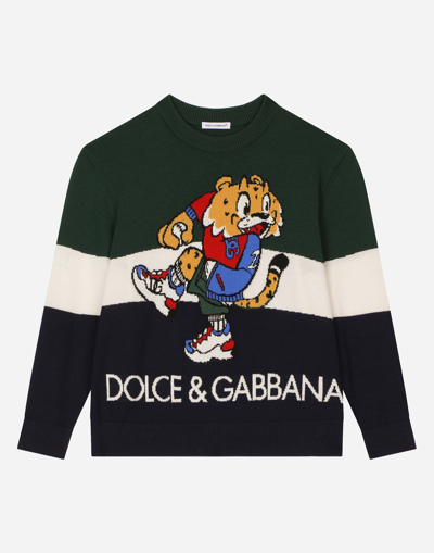 Dolce & Gabbana Wool Jacquard Jumper With Mascot Design