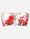 Dolce & Gabbana Carnation Print Poplin Bandeau Top In Multicolor