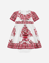 DOLCE & GABBANA SHORT-SLEEVED MAJOLICA-PRINT POPLIN DRESS