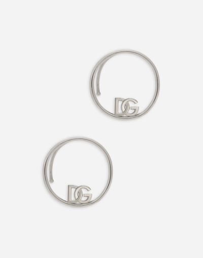 Dolce & Gabbana Ear Cuff Earrings With Dg Logo In Metallic