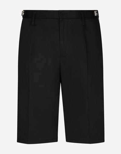 Dolce & Gabbana Stretch Cotton Shorts With Dg Hardware In Black