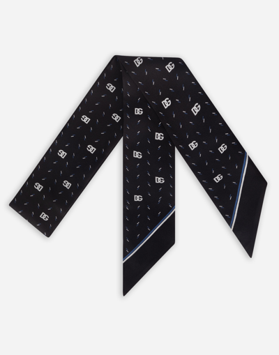 Dolce & Gabbana Cotton Scarf With Polka-dot Print In Black