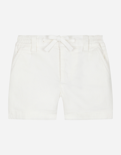 Dolce & Gabbana Babies' Garment-dyed Gabardine Shorts In White
