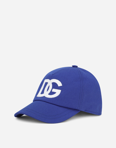 Dolce & Gabbana Kids' Dg Logo-embroidered Baseball Cap In Blue
