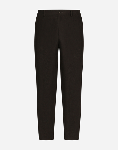 Dolce & Gabbana Linen Trousers With Logo Label