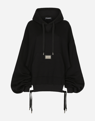 Dolce & Gabbana Jersey Hoodie With Dolce&gabbana Tag In Black