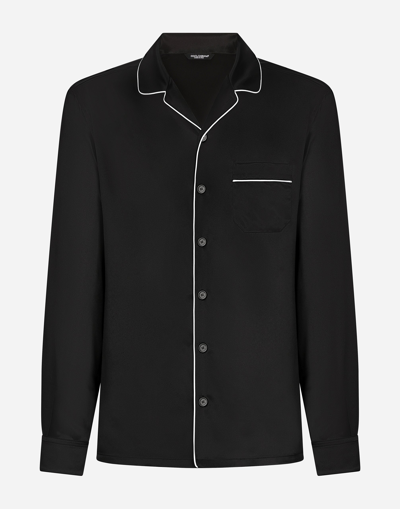 Dolce & Gabbana Silk Pajama Shirt In Black