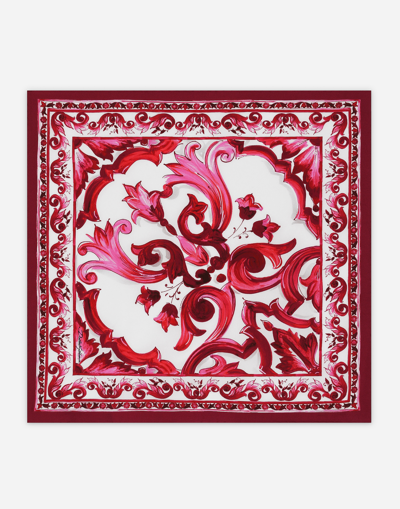 Dolce & Gabbana Majolica-print Twill Scarf (50 X 50) In Red