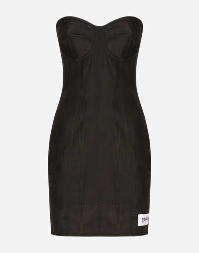 Dolce & Gabbana Strapless Stretch Silk-blend Twill Mini Dress In Black