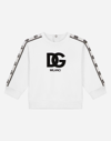 Dolce & Gabbana Long-sleeved Round-neck Sweatshirt With Logo Print And Branded Trims In White