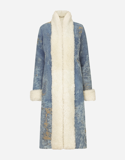 Dolce & Gabbana Denim And Sheepskin Coat In Multi