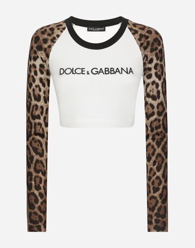 Dolce & Gabbana Long-sleeved T-shirt With Dolce&gabbana Logo In White