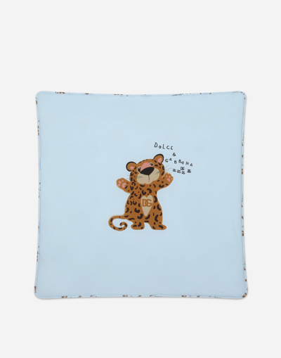 Dolce & Gabbana Baby Leopard-print Jersey Blanket In Blue