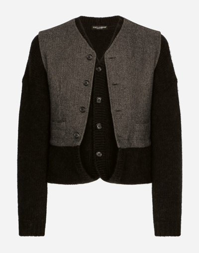 Dolce & Gabbana Layered Jersey And Pinstripe Wool Waistcoat
