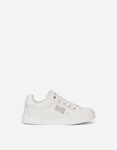 Dolce & Gabbana Babies' White Leather Logo Trainers