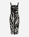 DOLCE & GABBANA ZEBRA-PRINT CADY CALF-LENGTH DRESS WITH DRAPING