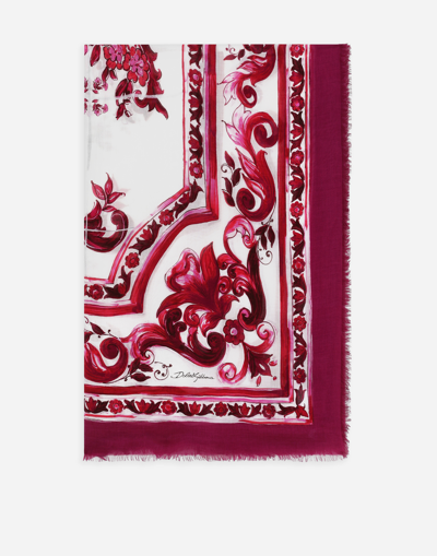 Dolce & Gabbana Majolica-print Modal And Cashmere Square Scarf (140 X 140) In Maiolica_fucsia