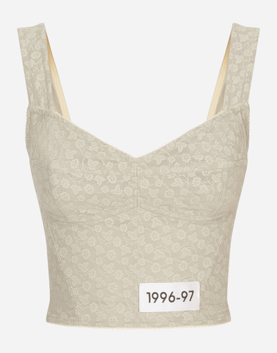 Dolce & Gabbana Floral Jacquard Corset In Light Grey 5