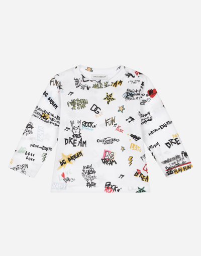 Dolce & Gabbana Babies' Jersey T-shirt With Dg Rock Print In Multi