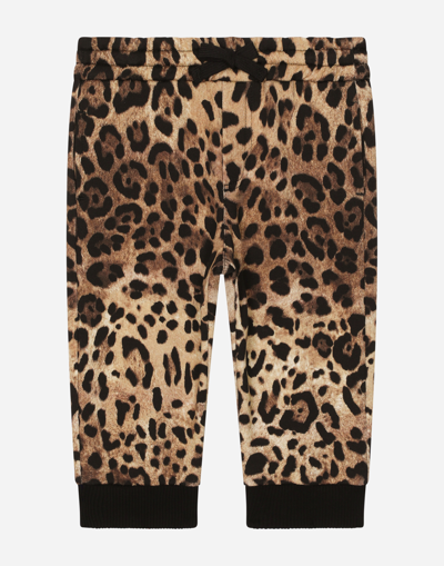 Dolce & Gabbana Babies' Jersey Jogging Trousers With Leopard Print