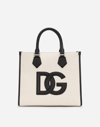 DOLCE & GABBANA CANVAS SHOPPER WITH CALFSKIN NAPPA DETAILS